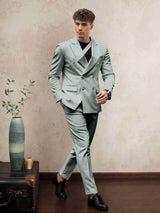 Men's Suits 2 Pieces Classic Fit Double Breasted Peak Lapel With Strap Elegant Party Outfit