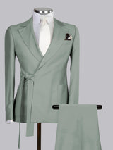 Men's Suits 2 Pieces Modern Style Relaxed Notch Lapel Belted Wrap Suit For Events