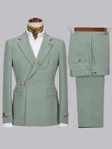 Men's Suits 2 Pieces Slim Fit Belted Notch Lapel Wedding Guest Suits