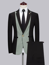 Men's Suits 2 Pieces Slim Fit Notch Lapel One Button Contrast for Wedding