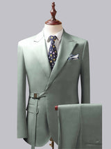 Men's Suits 2 Pieces Tailored Fit Belted Notch Lapel Formal Outfit for Party and Wedding