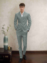 Men's Suits 2 Pieces Tailored Fit Tailored Fit Belted Peak Lapel Wrap Design Wedding Outfit