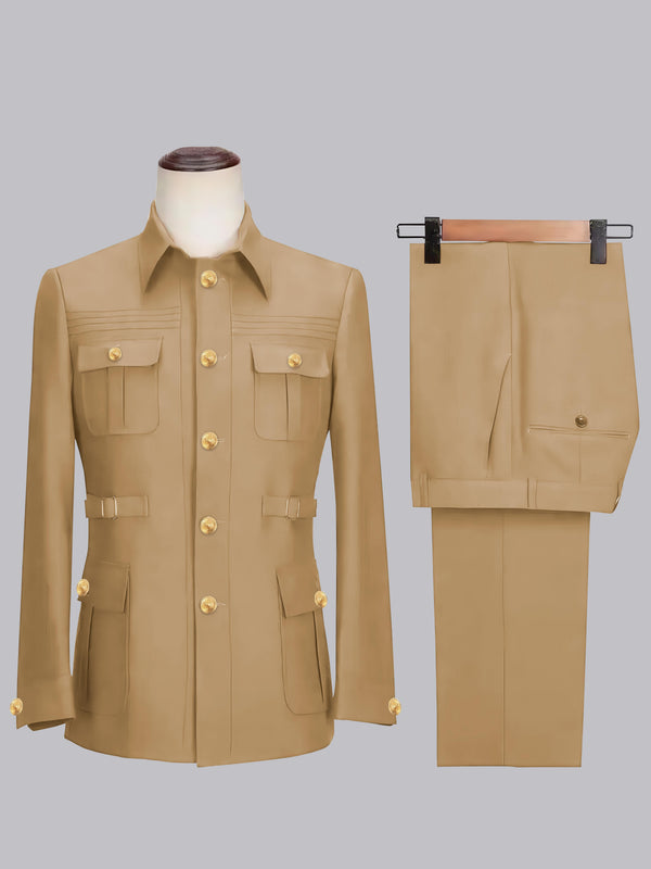 Gold Men's Suits 2 Pieces Modern Style Professional Look for Office and Events