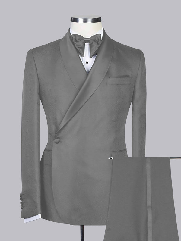 Grey Men's Suits 2 Pieces Classic Fit One Button Wedding Guest Outfit