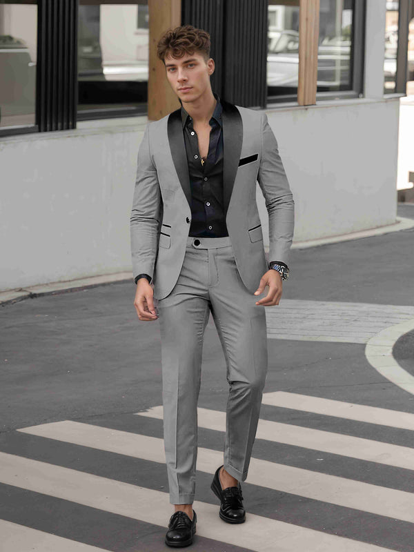 Grey Men's Suits 2 Pieces Tailored Fit One Button Cocktail Event Outfit