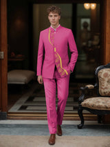 Men's Suits 2 Pieces Modern Style Mandarin Collar Embroidered Formal Wear