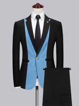 Men's Suits 2 Pieces Slim Fit Notch Lapel One Button Contrast for Wedding