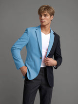 Men's Suits 2 Pieces Slim Fit One Button Color Block Banquet Streetwear Outfit