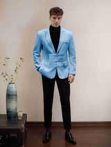 Men's Suits 2 Pieces Classic Fit Single Breasted Peak Lapel Mandarin Style Suit Elegant Formal Wear for Special Occasions