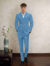 Men's Suits 2 Pieces Tailored Fit Tailored Fit Belted Peak Lapel Wrap Design Wedding Outfit