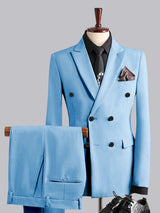 Men's Suits 3 Pieces Slim Fit Double Breasted Wedding Groom Formal Wear