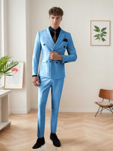 Men's Suits 3 Pieces Slim Fit Double Breasted Wedding Outfit Elegant Gentleman Look