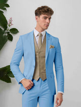 Men's Suits 3 Pieces Tailored Fit Elegant Wedding Groom Outfit