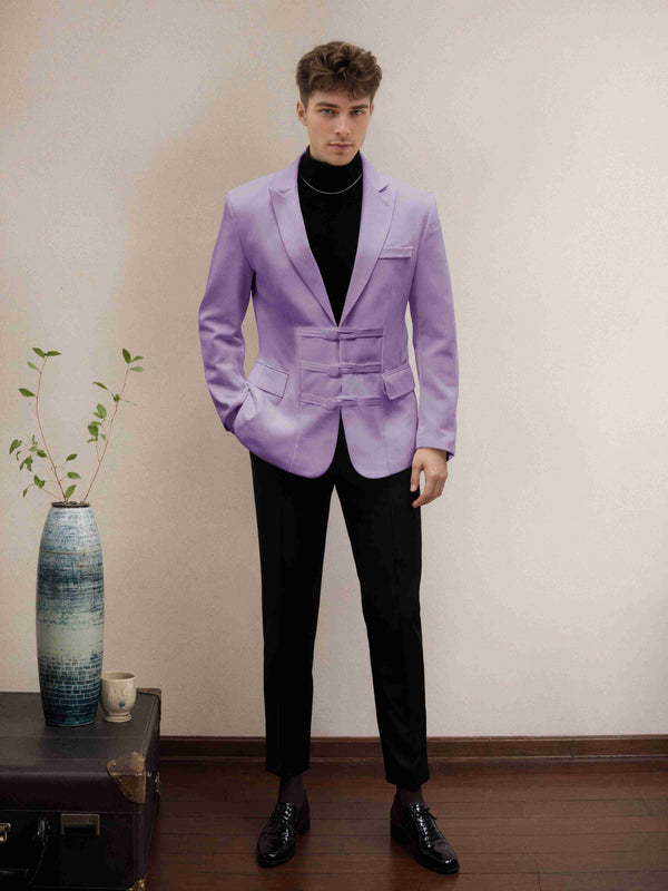 Lilac Men's Suits 2 Pieces Classic Fit Single Breasted Peak Lapel Mandarin Style Suit Elegant Formal Wear for Special