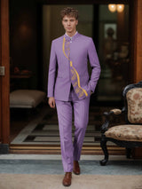 Men's Suits 2 Pieces Modern Style Mandarin Collar Embroidered Formal Wear