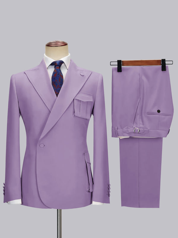 Lilac Men's Suits 2 Pieces Slim Fit Peak Lapel Wedding Guest Business Outfit