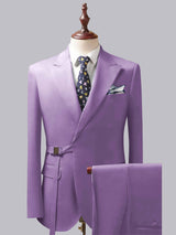 Men's Suits 2 Pieces Tailored Fit Belted Notch Lapel Formal Outfit for Party and Wedding