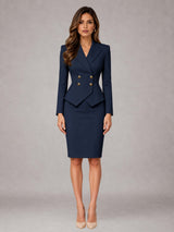 Women's Suits 2 Pieces Tailored Fit Notch Lapel Double Breasted Formal Suit