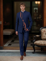 Men’s Suits 2 Piece Modern Style Mandarin Collar Gold Embroidery Formal Suit