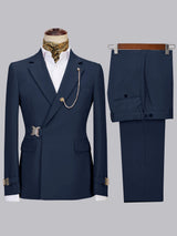 Men's Suits 2 Pieces Slim Fit Belted Notch Lapel Wedding Guest Suits