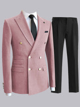 Men's Suits 2 Pieces Classic Fit Double Breasted Business Office Professional Wear