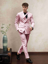 Men's Suits 2 Pieces Classic Fit Double Breasted Peak Lapel With Strap Elegant Party Outfit