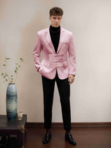 Men's Suits 2 Pieces Classic Fit Single Breasted Peak Lapel Mandarin Style Suit Elegant Formal Wear for Special Occasions
