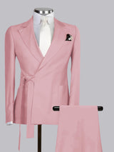 Men's Suits 2 Pieces Modern Style Relaxed Notch Lapel Belted Wrap Suit For Events