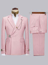 Men's Suits 2 Pieces Slim Fit Belted Notch Lapel Wedding Guest Suits