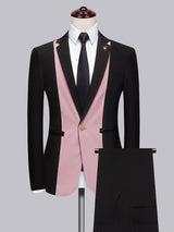 Men's Suits 2 Pieces Slim Fit Notch Lapel One Button Contrast for Wedding