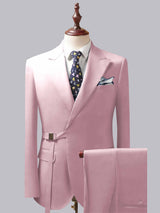 Men's Suits 2 Pieces Tailored Fit Belted Notch Lapel Formal Outfit for Party and Wedding