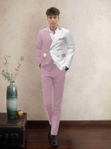 Men's Suits 2 Pieces Tailored Fit Double Breasted Peak Lapel Contrast Party Outfit