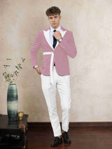 Men's Suits 2 Pieces Tailored Fit One Button Peak Lapel Contrast Belted Formal Wear for Special Occasions