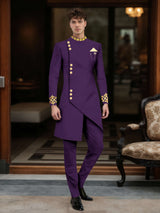 Men's Suits 2 Piece Modern Style Asymmetrical Mandarin Collar Wedding Suit