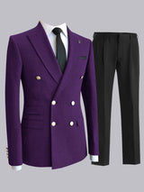 Men's Suits 2 Pieces Classic Fit Double Breasted Business Office Professional Wear