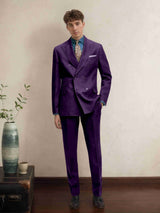 Men's Suits 2 Pieces Classic Fit Double Breasted Peak Lapel Wedding Groom Outfit
