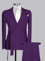 Men's Suits 2 Pieces Modern Style Relaxed Notch Lapel Belted Wrap Suit For Events