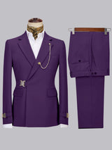 Men's Suits 2 Pieces Slim Fit Belted Notch Lapel Wedding Guest Suits
