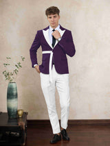 Men's Suits 2 Pieces Tailored Fit One Button Peak Lapel Contrast Belted Formal Wear for Special Occasions