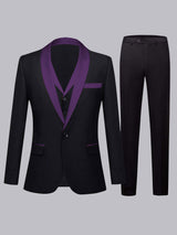 Men's Suits 3 Pieces Slim Fit One Button Shawl Lapel Daily Workwear Comfortable Fit