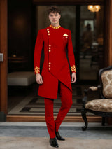 Men's Suits 2 Piece Modern Style Asymmetrical Mandarin Collar Wedding Suit