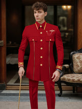 Men's Suits 2 Piece Modern Style Structured Collar Embroidered Formal Wear