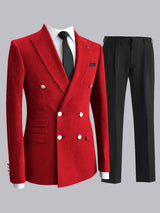 Men's Suits 2 Pieces Classic Fit Double Breasted Business Office Professional Wear