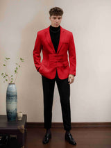 Men's Suits 2 Pieces Classic Fit Single Breasted Peak Lapel Mandarin Style Suit Elegant Formal Wear for Special Occasions