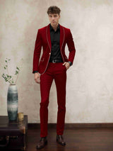 Men's Suits 2 Pieces Modern Style One Button for Business and Wedding