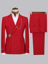 Men's Suits 2 Pieces Slim Fit Belted Notch Lapel Wedding Guest Suits
