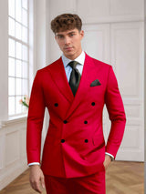Men's Suits 2 Pieces Slim Fit Double Breasted Groom Outfit