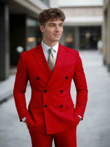 Men's Suits 2 Pieces Slim Fit Double Breasted Wedding Groom Outfit Elegant Formal Wear