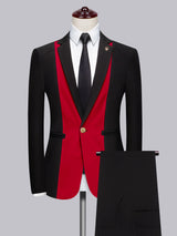 Men's Suits 2 Pieces Slim Fit Notch Lapel One Button Contrast for Wedding