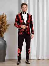 Men's Suits 2 Pieces Slim Fit Sequined One Botton Sophisticated Style For Evening Events